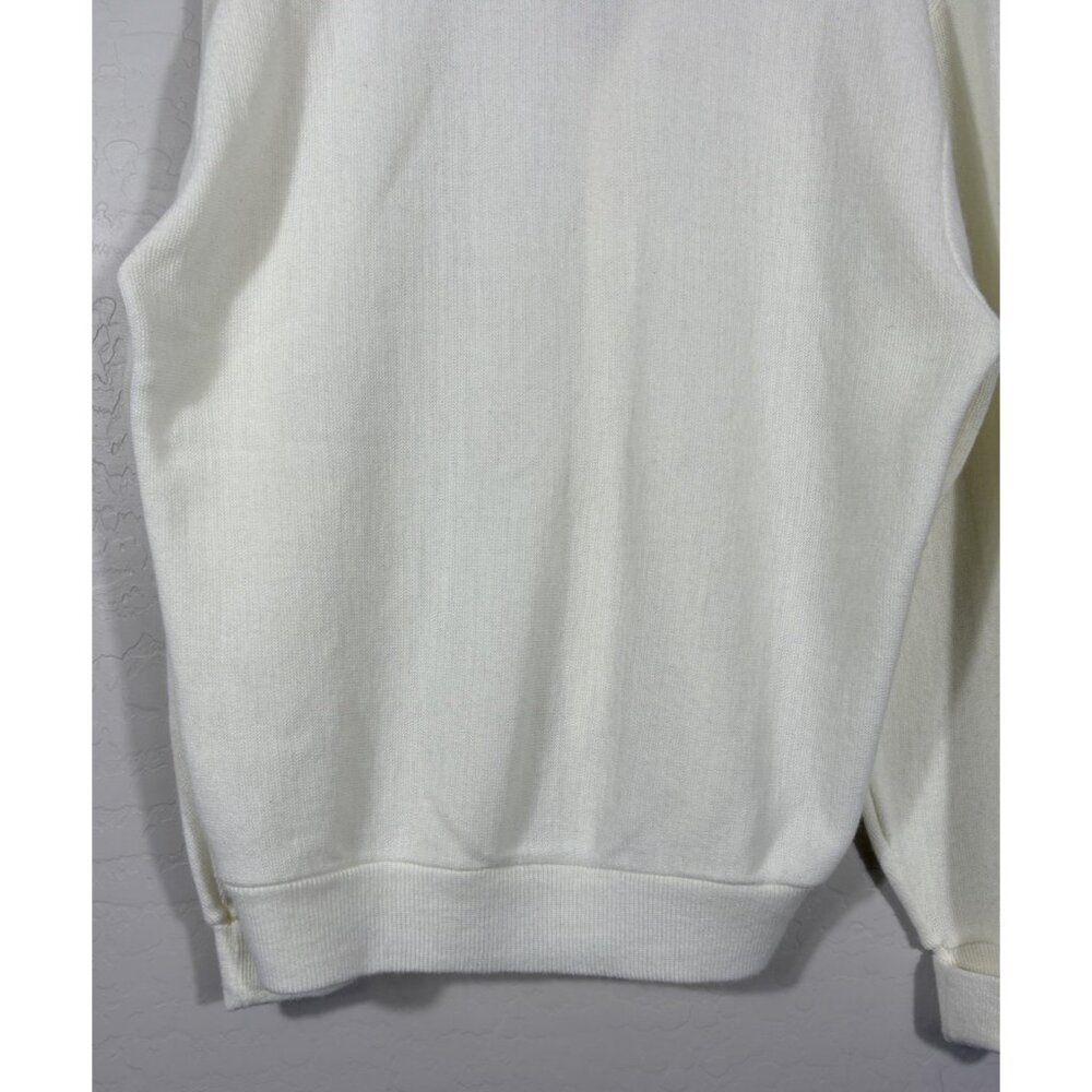 VTG Izod‎ Lacoste Mens L White Cardigan Orlon Made USA 80s Preppy Old Money - Picture 9 of 11
